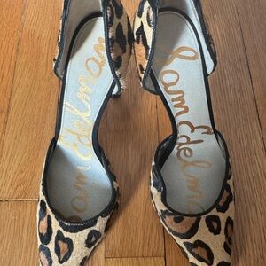 Sam Edelman Tan and Black Leopard Heels Size 7